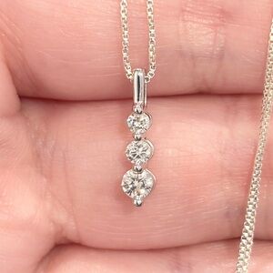 18K White Gold Diamond Drop Pendant, Journey Teardrop Necklace